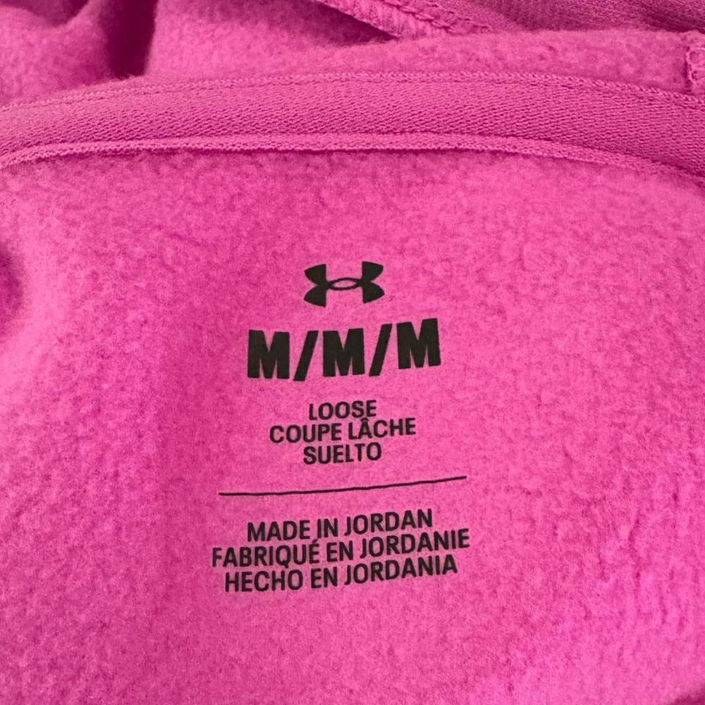 NEW w/tags!Women’s Medium Under Armour Fleece Hoodie .Vivid Magenta w black logo - Picture 8 of 9